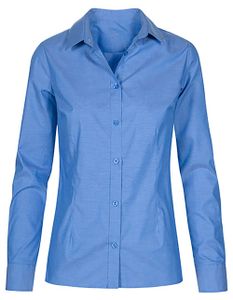 Oxford Langarm-Bluse Damen, blau, L