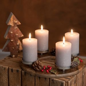 Adventskranz Holz Rund 30cm 4er Kerzenständer Advent Kerzenhalter 7cm Weihnachtskranz Tisch
