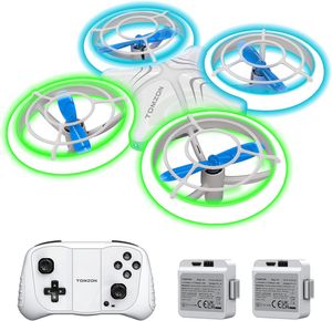 Drohne für Kinder, Blauen und Grünen LED Lichter, RC Quadcopter mit 2 Akkus, Kopflos Modus, Werfen Go/3D-Flip/Rotation/Kreisflug für Anfänger Kids