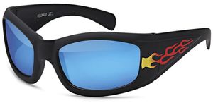 Kinder Sonnenbrille Sport UV 400 Schutz Fitness Flammen N550 Linsenfarbe Blau