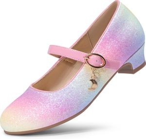DREAM PAIRS Ballerinas Mädchen Mary Jane Flache Schuhe Ballerinas Prinzessin Schuhe Kommunionschuhe Schulschuhe Rainbow 33.5 KFL219