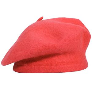 Dámský baret klasická francouzská čepice vlněný klobouk baret čepice Vintage - CORAL