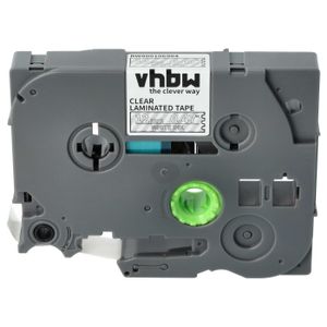 vhbw 1x Schriftband-Kassette kompatibel mit Brother PT H101C, H101GB, H101, H100LB, H100R, H100P Etiketten-Drucker 8m x 12mm Weiß auf Transparent