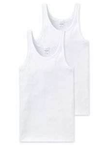 Schiesser Essentials Cotton Feinripp Shirt Doppelpack Uni Weiß 205144/100, Größe: L