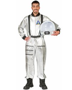 Astronauten Kostüm "Tobias" für Erwachsene - Silber | Weltall Raumfahrer Space Anzug Größe: L