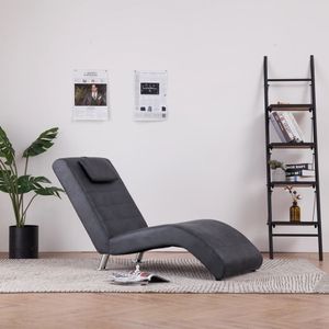 vidaXL Ležadlo s vankúšom Grey Suede Look