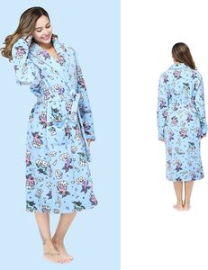 Flanelový župan polstrovaný a zesílený noční župan Plus Size Flanelové dámské oblečení na spaní Modrá, velikost S