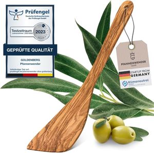 GOLDENBERG® Premium Pfannenwender Olive - feinstes italienisches Olivenholz -  Germany - 100% Klimaneutral - Bratenwender Holz -  Kochbesteck