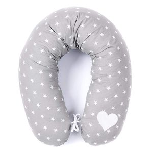 Amilian Stillkissen mit Füllung für Baby Schwangerschaftskissen Baumwolle inkl. Bezug Größe 170cm Pregnancy Pillow; Sternchen grau Herz