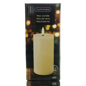Lumineo LED Wachskerze Cream cremeweiß Ø 7 cm Höhe 15 cm warmweiß Indoor