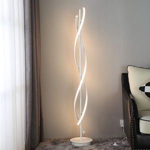 Biała lampa podłogowa LED w kształcie fali Ściemnialna lampa podłogowa Spiralna lampka nocna 135 cm