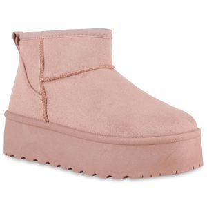 VAN HILL Damen Warm Gefütterte Plateau Boots Bequeme Profi-Sohle Schuhe 840733, Farbe: Rosa, Größe: 38