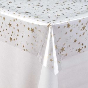 Wachstuch-Tischdecken Transparent Sterne gold rechteckig
