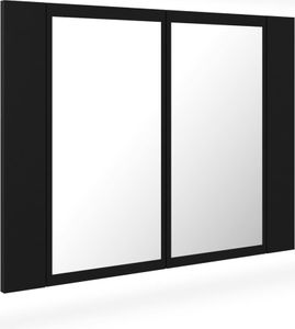 vidaXL LED-Bad-Spiegelschrank Schwarz 60x12x45 cm Acryl