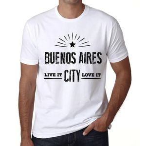 Herren Grafik T-Shirt Live It Love It Buenos Aires Öko-Verantwortlich Vintage Jahrgang Kurzarm Lustige Druck Geburtstag Geschenk Mann