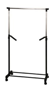 Haku Rollgarderobe, chrom-schwarz - Maße: 81 cm x 42 cm x 100-177 cm; 44534