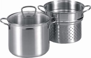 KARL KRÜGER Spaghettitopf mit Glasdeckel 6,5 l Ø24cm Edelstahl 3teilig KARL KRÜGER Spaghettitopf mit Glasdeckel 6,5 l Ø24cm Edelstahl 3teilig