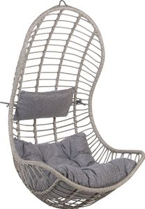 BELIANI Hängesessel Grau Rattan inkl. Kissen Outdoor Indoor Boho Stil