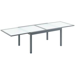 Outsunny Gartentisch mit gehärteter Glasplatte, ausziehbar, Grau/Weiß, 84B-672