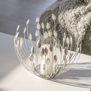 Gilde "Trevi" kovová lampa / svietnik - strieborná . starožitná povrchová úprava s vložkou z číreho skla 74223