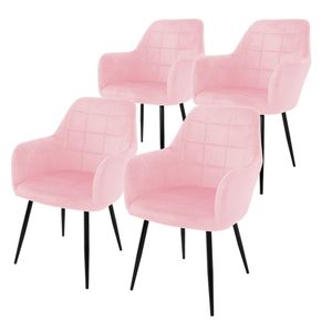 ECD Germany Sada 4 jídelních židlí s opěradlem, růžová, z mikrovlákna