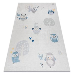 BAMBINO 1161 Waschteppich Eulen für Kinder Anti-Rutsch - grau Grau 160x220 cm