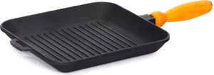 28 cm Grillpfanne Gusseisen Steakpfanne Bratpfanne Holzgriff abnehmbar Induktion