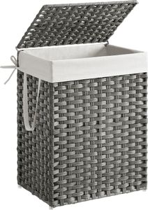 SONGMICS Wäschekorb, mit Griffen, faltbar, Wäschesack herausnehmbar, 90 L
