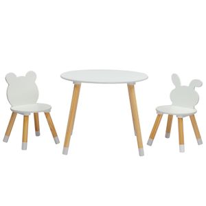 FCH Set Kindertisch und 2 Stühle MDF Kiefer Weiß für Kinderzimmer FCH Set Kindertisch und 2 Stühle MDF Kiefer Weiß für Kinderzimmer
