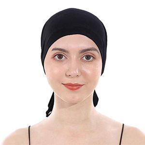 Vorgebundenes Kopftuch, vielseitige lange Bänder, Bandana,  Kopfbedeckung, Turban, weiche Baumwolle, in 3 Farben erhältlich,Black