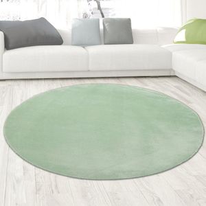 Wohnzimmer Shaggy Teppich mit weichem Hochflor in grün Größe - 120 cm Rund