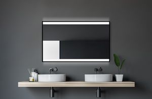 Talos Black Shine 80 x 60 cm Wandspiegel - Badspiegel mit Beleuchtung - hochwertiger Aluminiumrahmen mit Kippschalter in matt schwarz - Lichtspiegel mit Lichtfarbe Neutralweiß - Badezimmerspiegel