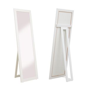Standspiegel Mila Holz MDF Ankleide Ganzkörper Garderoben Spiegel Weiß Modern Elegant 160x50 cm