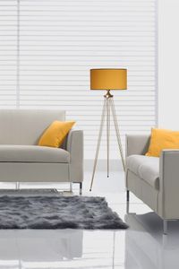 Opviq, Star Eskitme Lambader Silindir Hardal Abajurlu, Stehlampe, 100 % METALL, Kupfer, 45 x 45 x 155 cm