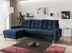 Ecksofa SCANDI L-form Sofa Mit Schlaffunktion Wohnlandschaft Wohnzimmer L Couch - Blau