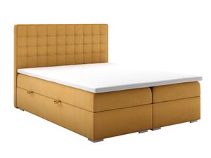 MOB, Manželská posteľ Boxspring 160 cm - Candy (horčicová) (s úložným priestorom)