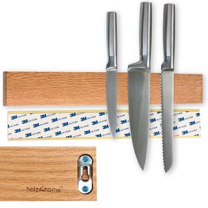 holz4home® Magnetleiste Messer Eichenholz 40x6 cm I Messerleiste magnetisch zum Kleben oder Schrauben I Messerhalter Küche Magnet