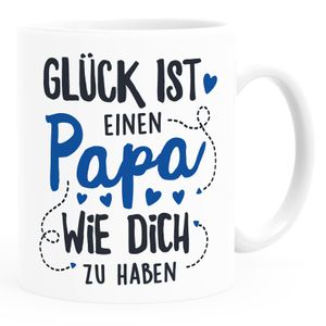 Kaffee-Tasse Geschenk Glück ist einen Papa/eine Mama wie dich zu haben Vatertag Muttertag SpecialMe® Papa weiß Keramik-Tasse