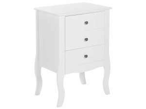 BELIANI Nachttisch Weiß MDF-Platte 48 x 34 x 70 cm Skandinavisch Modern Klassisch 3 Schubladen Schlafzimmer