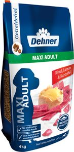 Dehner Premium Hundefutter Maxi Adult, Trockenfutter getreidefrei, für ausgewachsene Hunde großer Rassen, Rind / Lamm / Kartoffel, 4 kg Dehner Premium Hundefutter Maxi Adult, Trockenfutter getreidefrei, für ausgewachsene Hunde großer Rassen, Rind / Lamm / Kartoffel, 4 kg