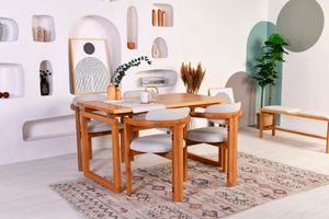 Skye Decor, Cheri 4S, Tisch- und Stuhlset (5-teilig), Eiche, 100 % BUCHENHOLZ, 58 x 44 x 92 cm