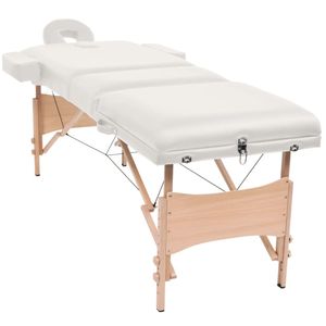 vidaXL Massageliege 3-Zonen mit Hocker Klappbar 10 cm Sitz Weiß