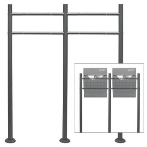 Wiltec Briefkasten Ständer 2-fach Anthrazit 1200 x 850 mm, Doppel Standfuß für Postkasten Briefkästen Mailbox, Briefkastenständer aus Stahl für Standbriefkasten