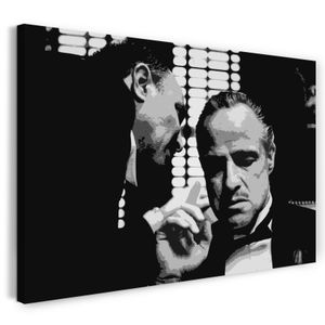 Leinwandbild (120x80cm): Der Pate Don Corleone Marlon Brando künstlerisch nachbearbeitet, echter Holz-Keilrahmen inkl. Aufhänger, handgefertigt in Deutschland