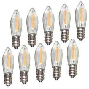 10 Stück LED Filament Topkerze 24 V 0,2 W für 10 Brennstellen E10 Riffelkerze Ersatzbirne Glühbirne Glühlämpchen für Lichterketten Pyramide Schwibbogen