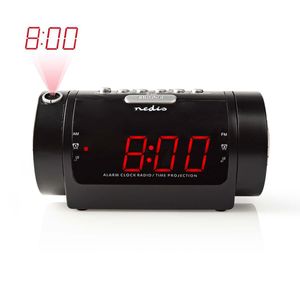 Nedis Digital-Wecker-Radio - LED-Anzeige - Zeitprojektion - AM / FM - Snooze-Funktion - Sleep Timer - Anzahl Alarme: 2 - Schwarz