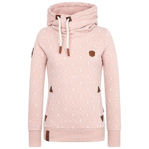 Plus Size Damen High Neck Hoodie Sweatshirt Sport Kapuzenpullover Pullover Tops,Farbe: Rosa,Größe:L