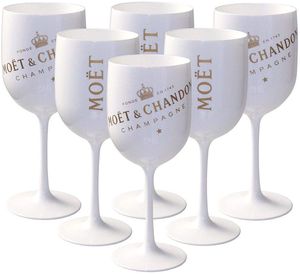 6 x Moët & Chandon Ice Impérial Acryl-Glas Champagner Gläser-Set in weiß/gold Champagne Becher Kelche Moet Ice Imperial Glas Acryl