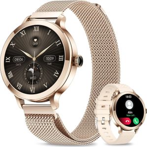 Smartwatch Damen mit Telefonfunktion, 1.106" AMOLED Small Screen Smart Watch für Android iOS, IP68 Wasserdicht Armbanduhr mit 120+ Sport
