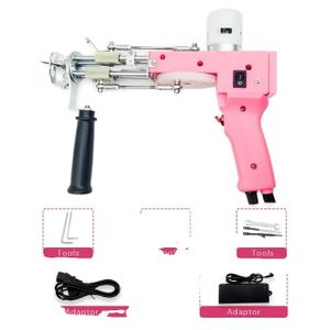 Elektrická všívací pistole na koberce, provedení 2 v 1, technologie řezání a smyčkování vlasu, růžová barva 2 v 1, EU